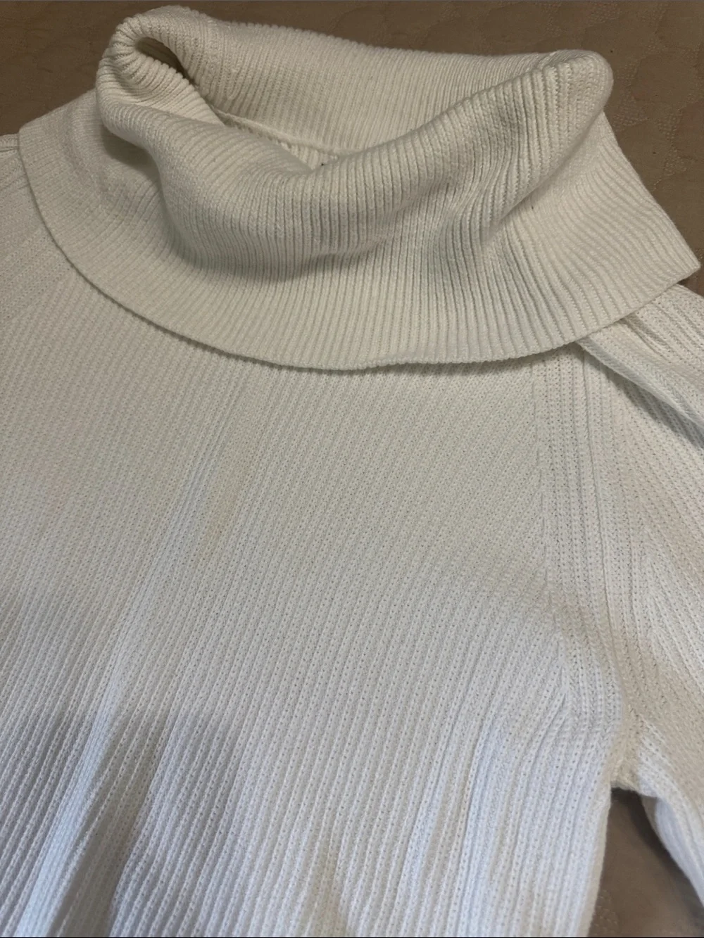 Tommy Hilfiger White Relaxed Ribbed Cowl-Neck Sweater Side Slits 100% Cotton XL - Picture 3 of 6